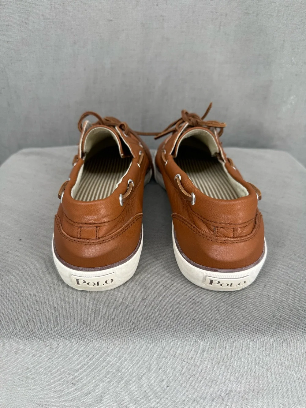 Polo Ralph Lauren Men's Bienne Oil Tumbled Leather Boat Shoes Tan US 13D